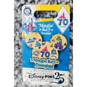 2025 Disneyland 70TH Anniversary Pin Magic Key Mickey Head Icon Disney LE New